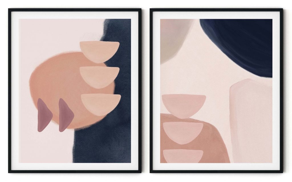 Set of 2 watercolor geometric shapes