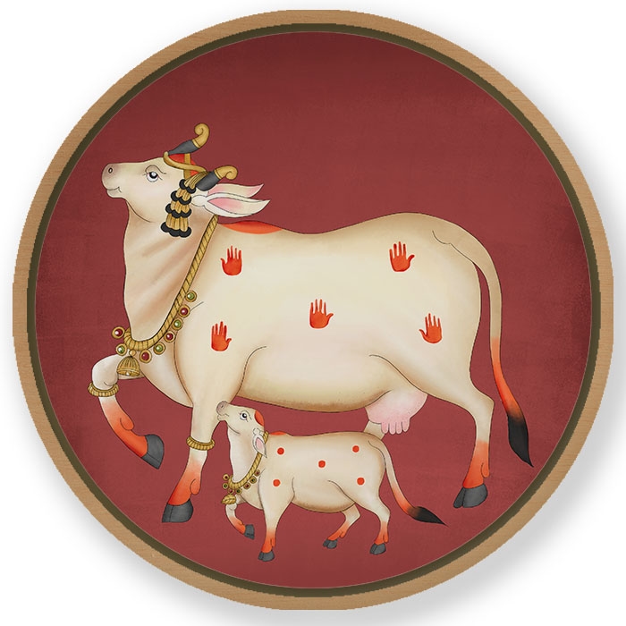 Hinduism animal - Circular Wooden Frame