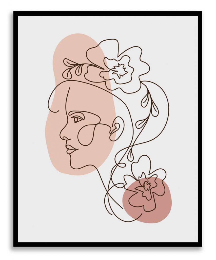 Abstract line drawing floral face figure #11