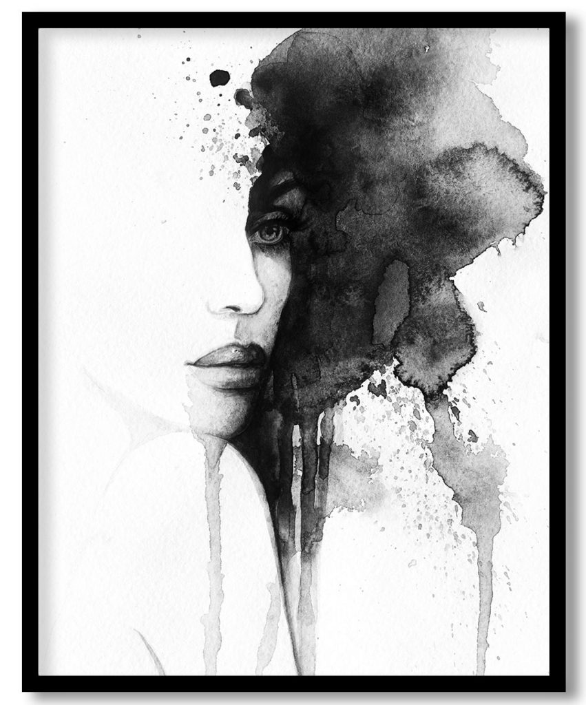 Abstract watercolor woman face