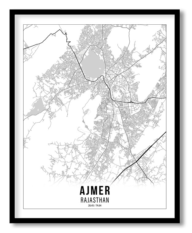 Gradient card white map of Ajmer