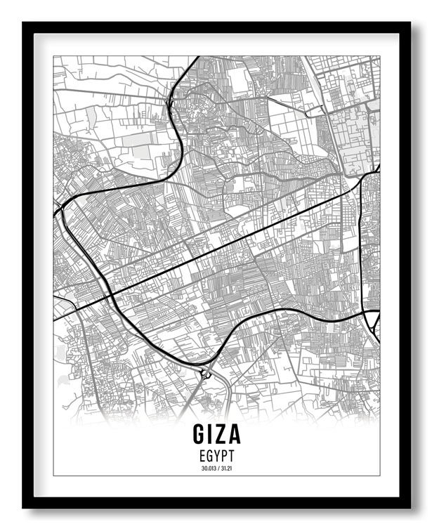 Gradient card white map of Giza