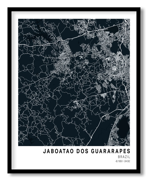 Pantone below blue map of Jaboatao Dos Guararapes