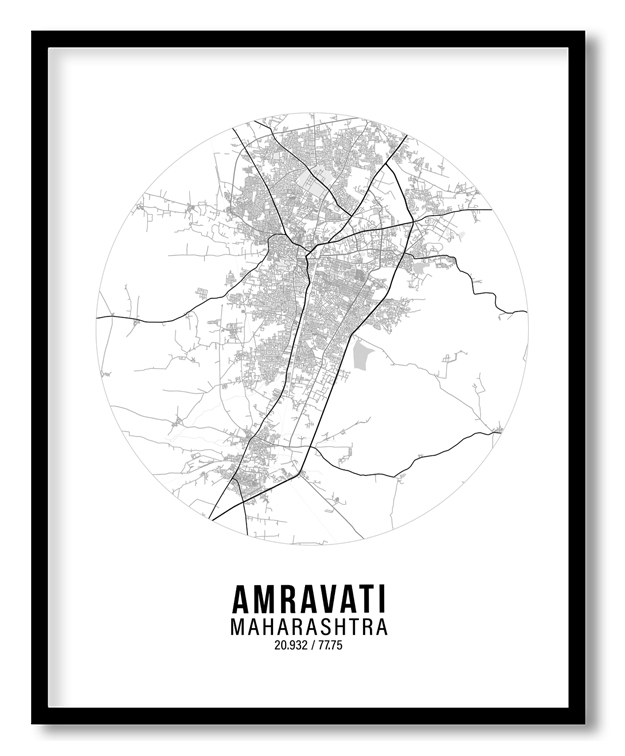Circle poster white map of Amravati