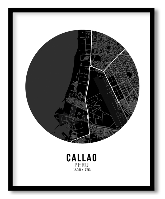 Circle poster black map of Callao