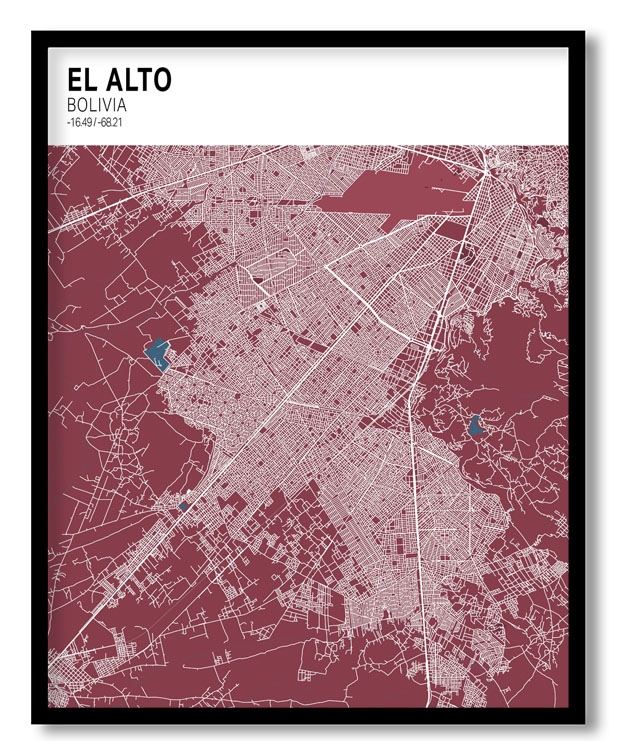 Strip above poster red map of El Alto