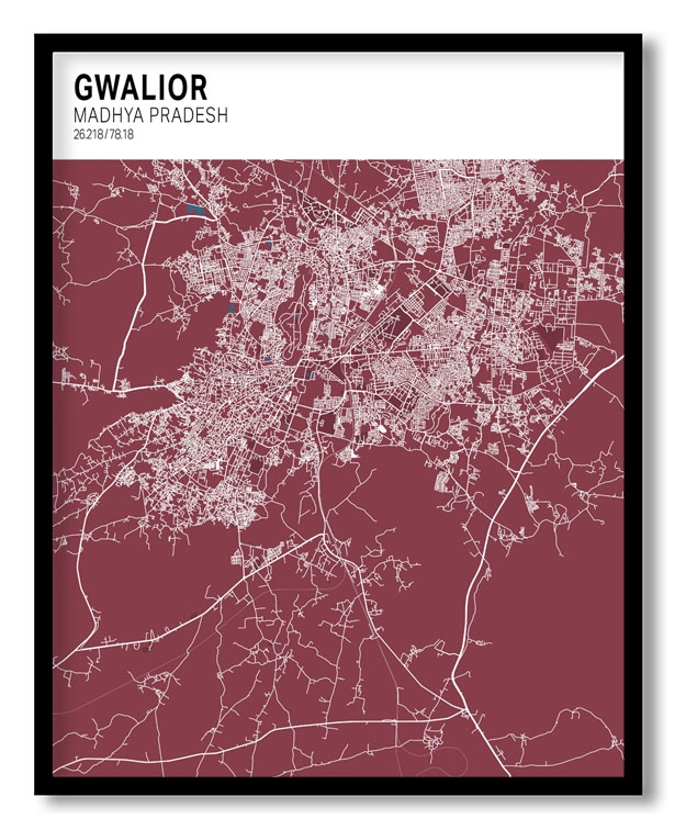 Strip above poster red map of Gwalior