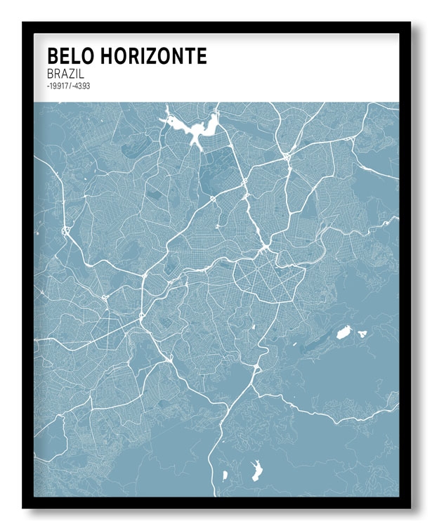 Strip above poster sky blue map of Belo Horizonte
