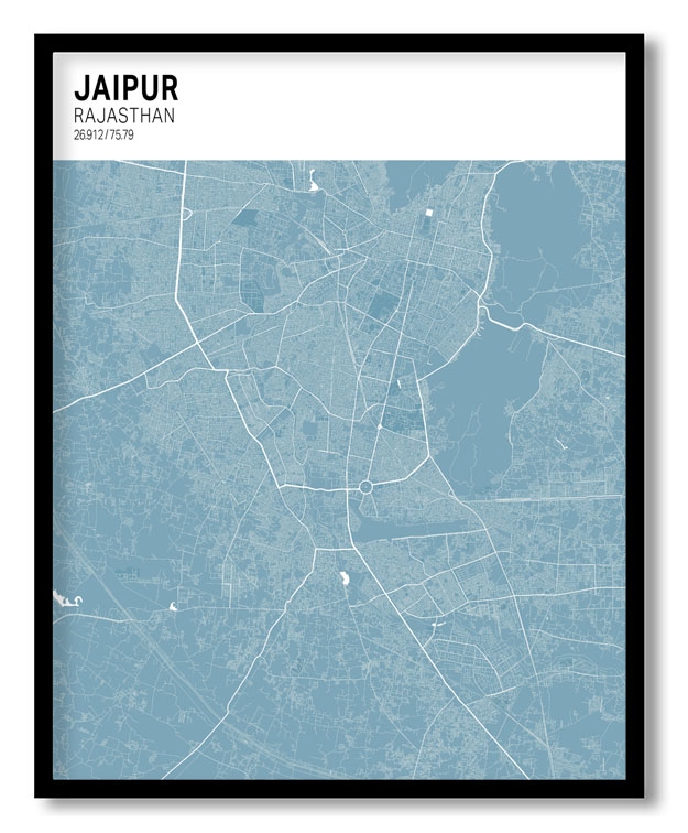 Strip above poster sky blue map of Jaipur