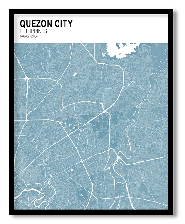 Strip above poster sky blue map of Quezon City