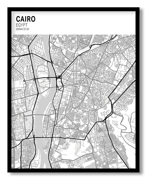 Strip above poster yellow map of Cairo
