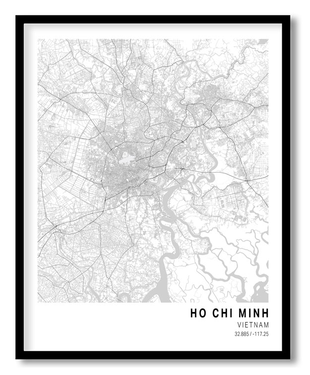 Pantone below white map of Ho Chi Minh