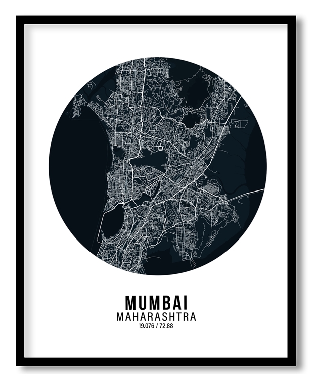 Circle poster blue map of Mumbai