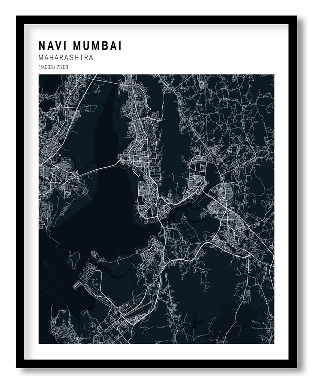 Pantone above blue map of Navi Mumbai