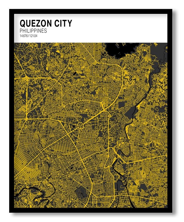 Strip above poster white map of Quezon City