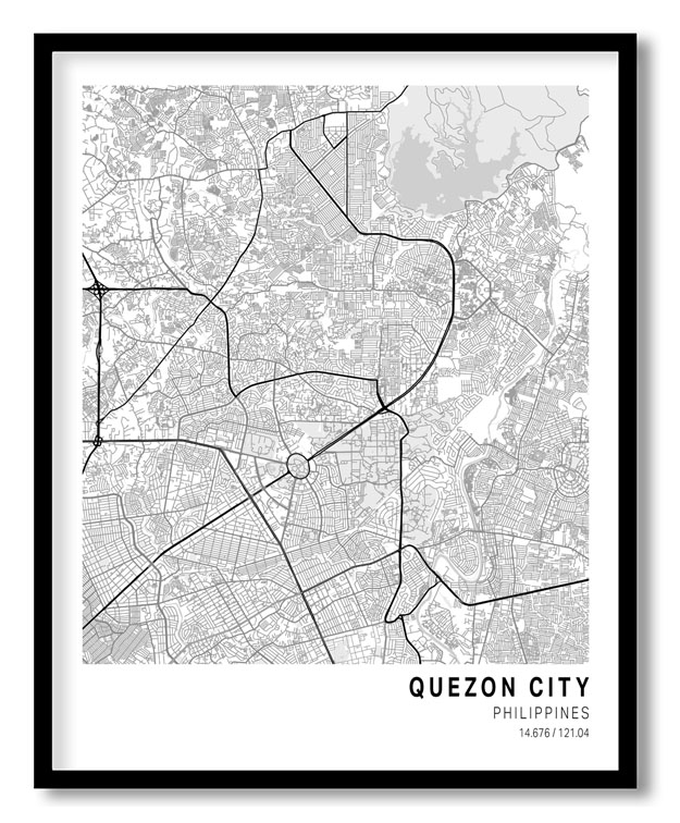 Pantone below white map of Quezon City