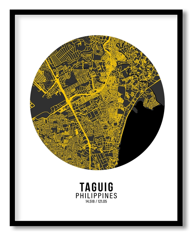Circle poster yellow map of Taguig