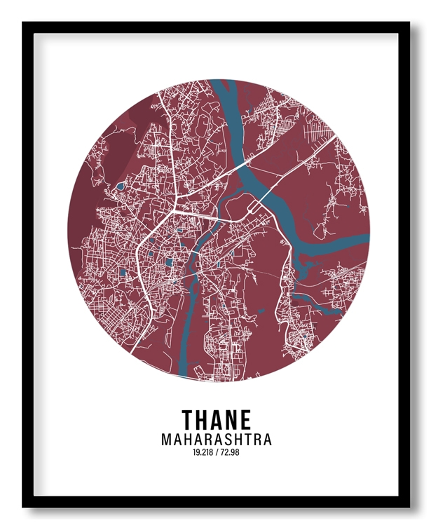 Circle poster red map of Thane