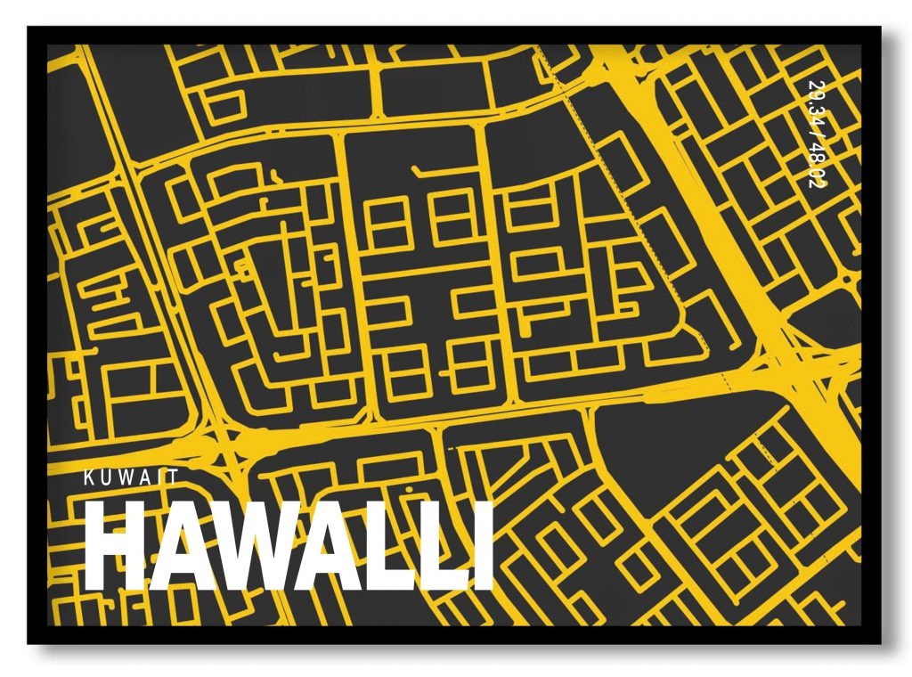 Yellow poster map of hawalli
