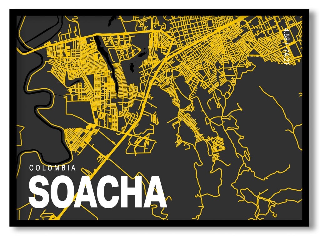 Yellow poster map of soacha