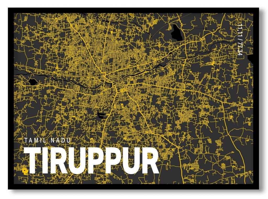 Yellow poster map of tiruppur
