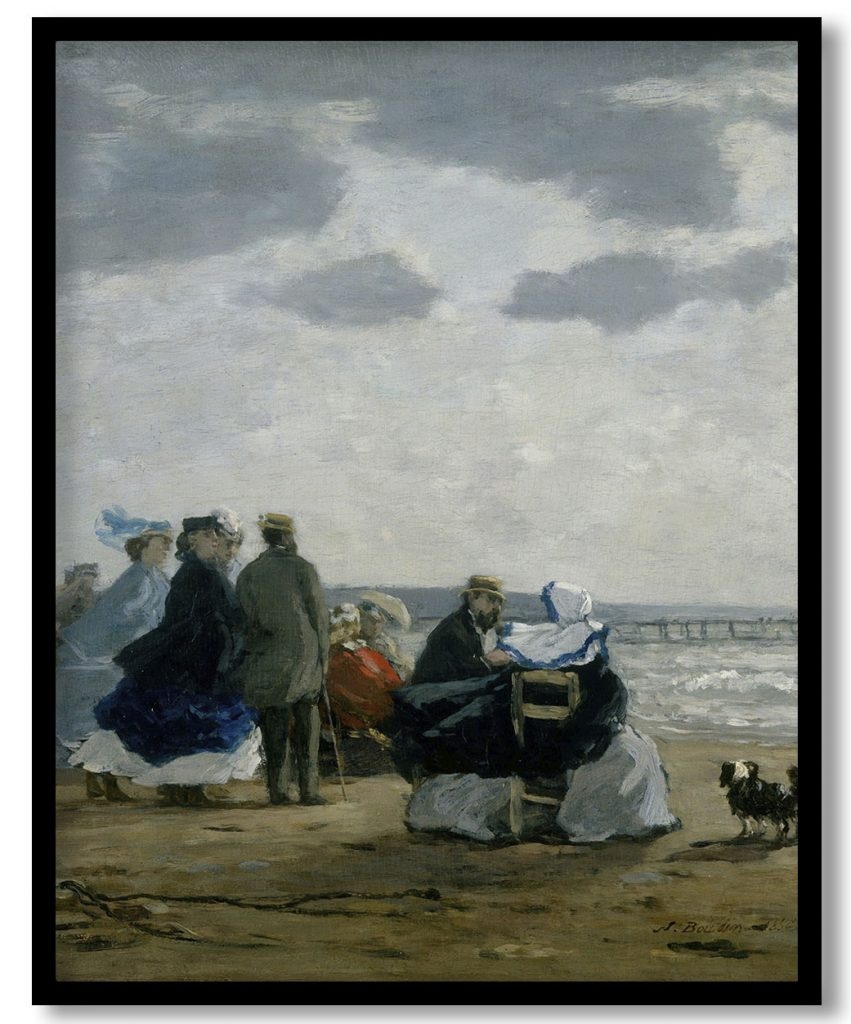 On the Beach, Dieppe by Eugene Boudin (1864)