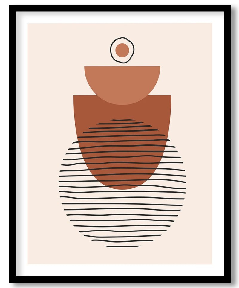 Modern mid century boho shapes and line art #718