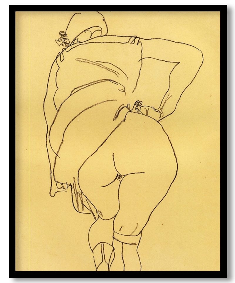 Semi Nude, Back View by Egon Schiele (1918)