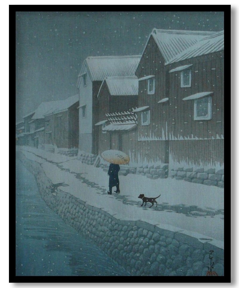 Show at Shinkawabata by Hasui Kawase (1935)