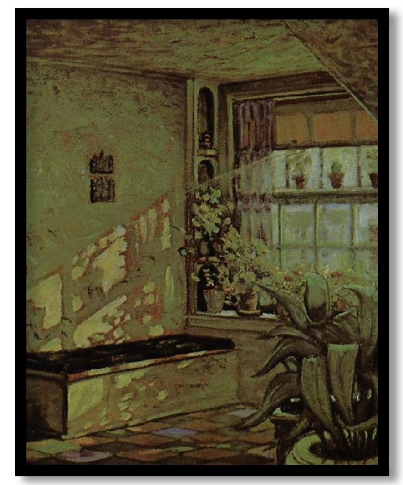 The Sun shine on the Corner by Grant Wood (1928)