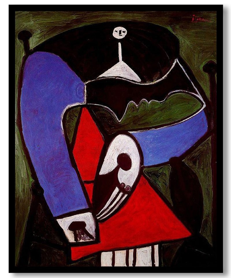 Woman sitting in an armchair by Pablo Picasso (1948)