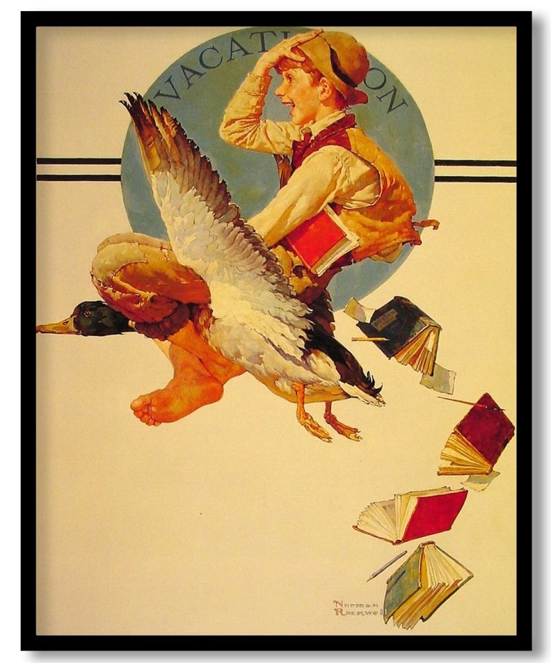 Vacation Boy riding a Goose by Norman Rockwell (1934)