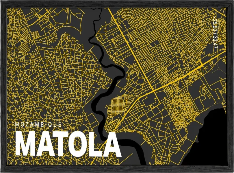 Wall Art | Minimalist Map of Matola Mozambique – Home Decor | Small to ...