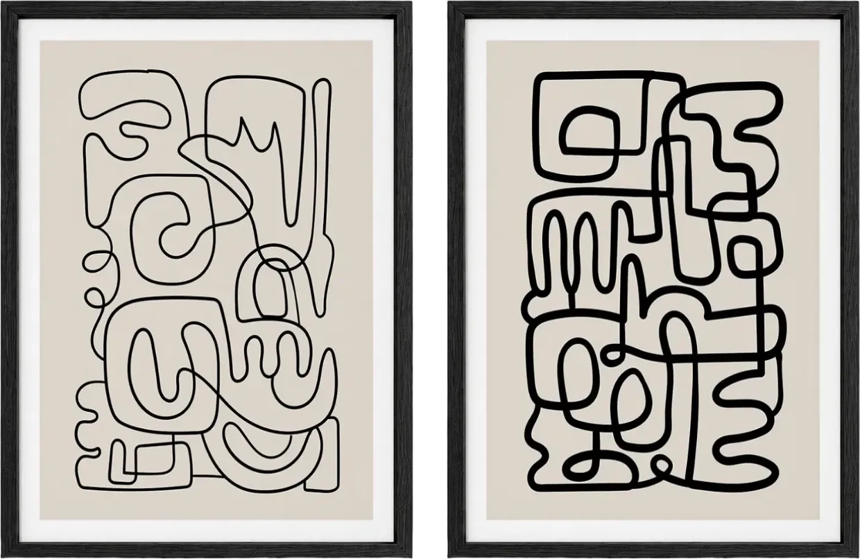 Framed Art | Abstract Thick Black Line Forms – Home Decor | 50+ Frame ...