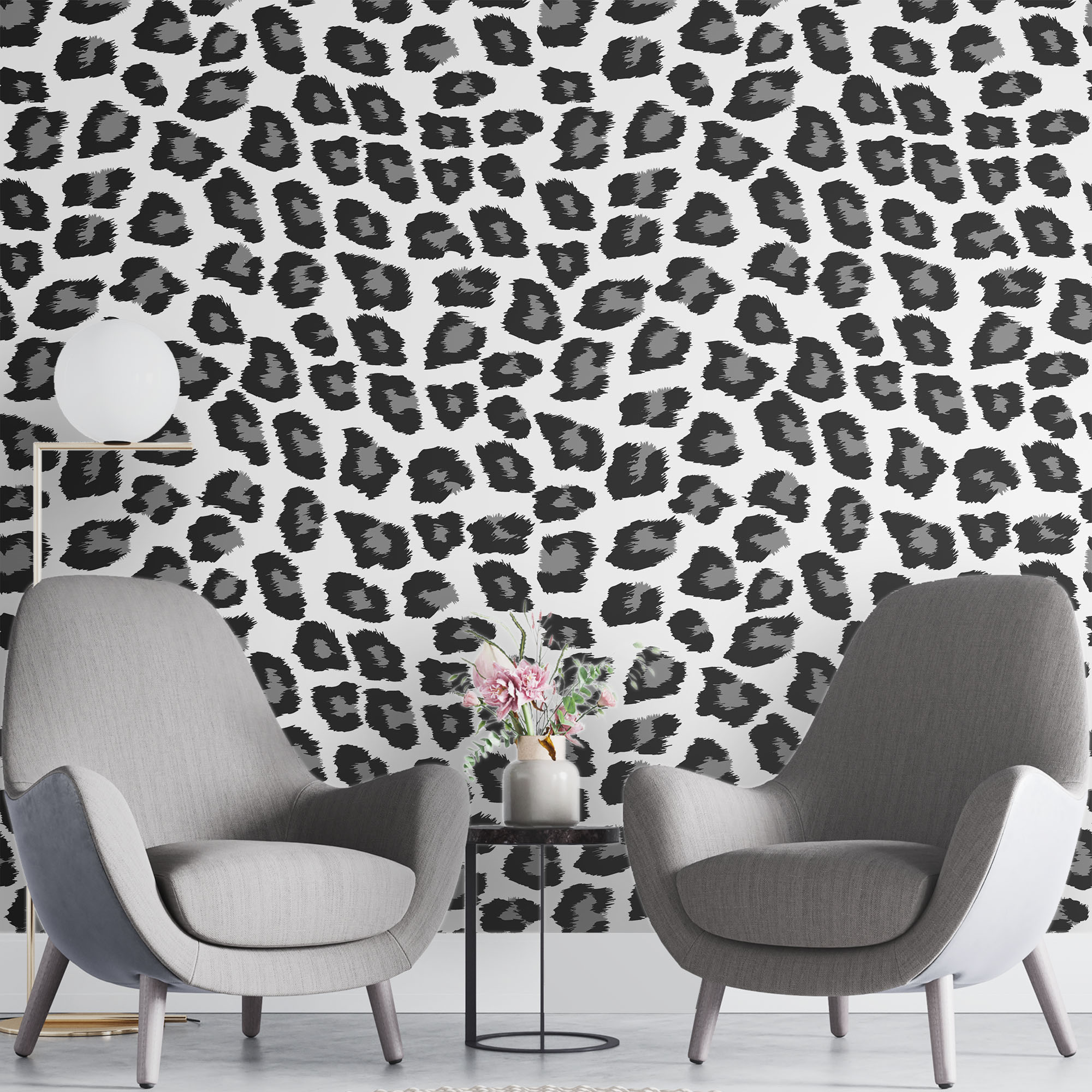 Black and white cheetah print – Mural Wallpaper, PVC Free, Non-Toxic